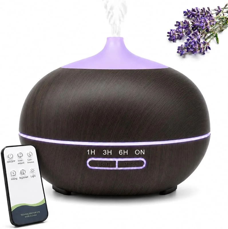 Aroma Diffuser 500 ml, Diffuser für ätherische Öle, Ultraschall, Holzoptik — Luftbefeuchter