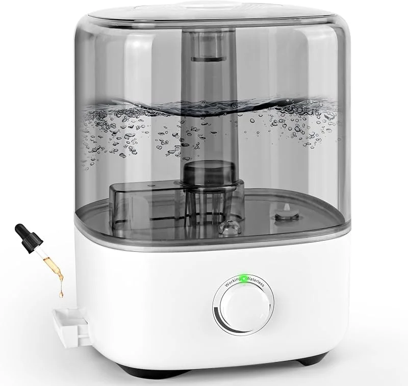 Luftbefeuchter 5L, Vankarr Ultraschall 28dB Leise Air Humidifier Top-Fill Raumluftbefeuchter mit 360° Drehbarer Düse, Luftfeuchtigkeit Erhöhen für Kinderzimmer Büro Baby Pflanzen