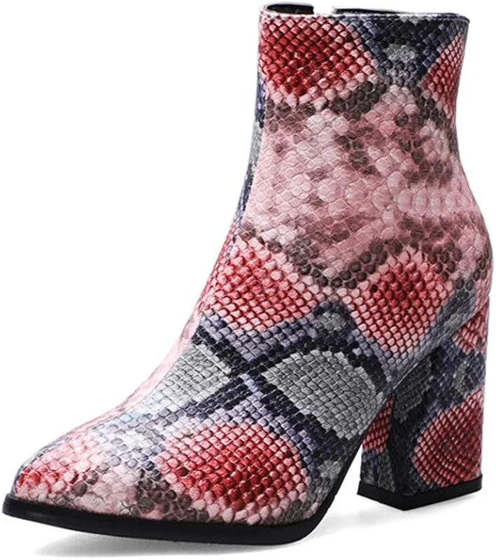 Booties Damen Mode Pointed High-Heeled Snake Print Schuhe Knöchel Large Size — Heizkleidung