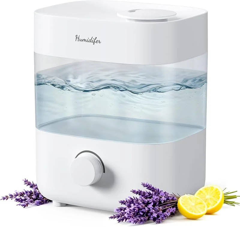 Luftbefeuchter für Schlafzimmer, 2L Tank für 15H, 20dB leise Nebelzeit, Doppeldüsen, automatische Abschaltung, drehen zum Einstellen der Nebelintensität, schnelle Ultraschallbefeuchtung für Babyzimmer