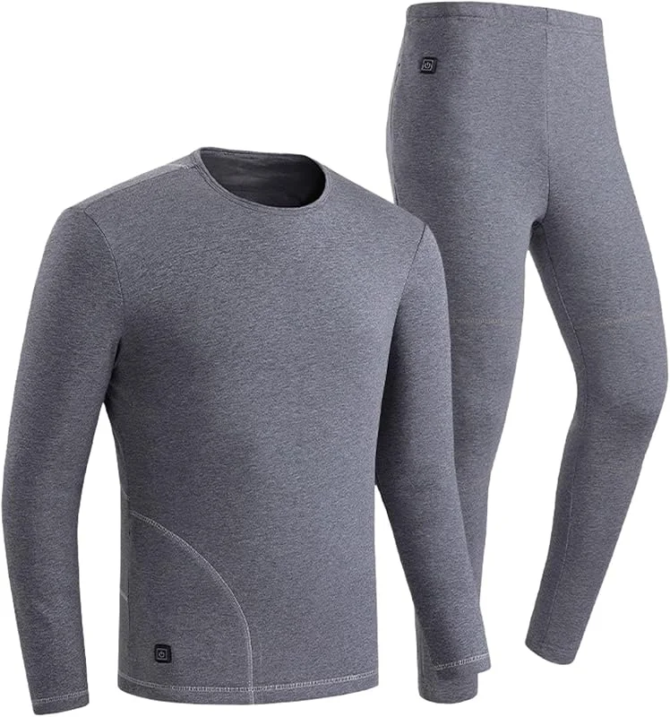 Herren Thermo Unterwäsche Set Baumwollplüsch mit USB Heizfunktion für Winter Kältebeständig Intelligente Beheizbare Loungewear — Heizkleidung