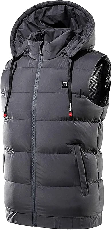Battnot 2023 Beheizbare Weste Herren Damen mit Kapuze Beheizte Weste Jacke Elektrische Wärmeweste Warme Heizweste mit Heizung USB Lade Heizweste Heheizte Kleidung für Outdoor Motorrad Camping — Heizkleidung