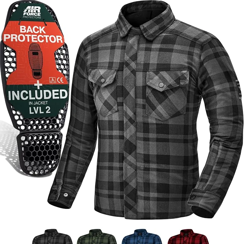 SHIMA RENEGADE Motorradhemden Herren und Damen - Motorrad Kariertes Hemd mit Protektoren Jacke Flanell Lumber Aramid — Heizkleidung