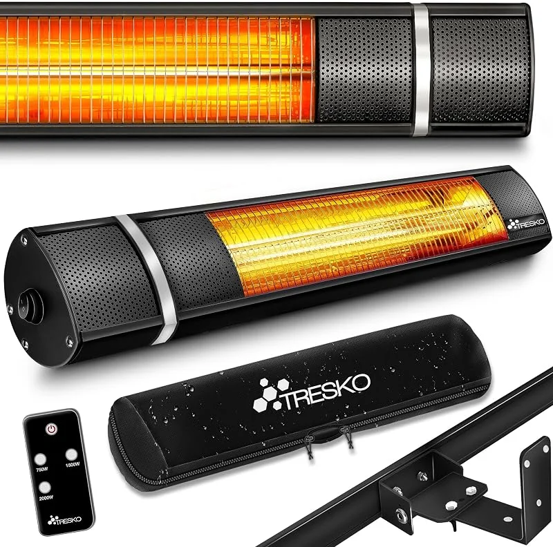 TRESKO® Infrarot Heizstrahler 2000W mit Fernbedienung für Innen & Außen — Heizung Warmepumpe
