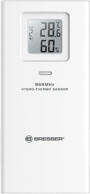 Bresser Thermometer, Hygrometer Sensor zur Temperatur- und Luftfeuchtigkeitsmessung, als Zusatzsensor für einige Bresser Wetterstationen oder als Stand-Alone-Lösung verwendbar — Luftbefeuchter