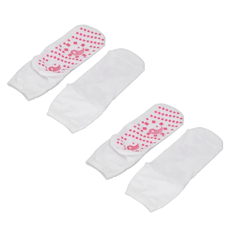 Selbstheizende Socken, Baumwolle, Weich, Warm, Beheizt, Turmalin-Design, Schnell Trocknend, 4 Stück für den Winter (Weiss) — Heizkleidung