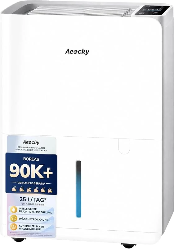 AEOCKY 25L, Tag Luftentfeuchter elektrisch, Wäschetrocknung, 2, 7L Wassertank — Luftbefeuchter