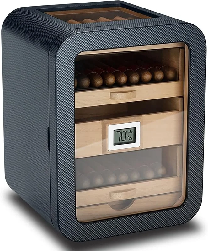 Zigarren Humidor Schrank - Elektronischer Luftbefeuchter mit Hygrometer, 110 Zigarren Kapazität, 360° Luftzirkulation für Zuhause und Bar