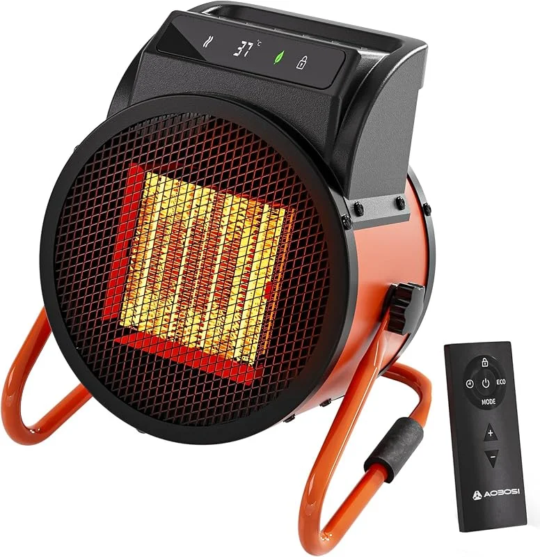 AAOBOSI Heizlüfter 2000 W mit Fernbedienung, 3 Heizstufen mit ECO-Modus — Heizung Warmepumpe