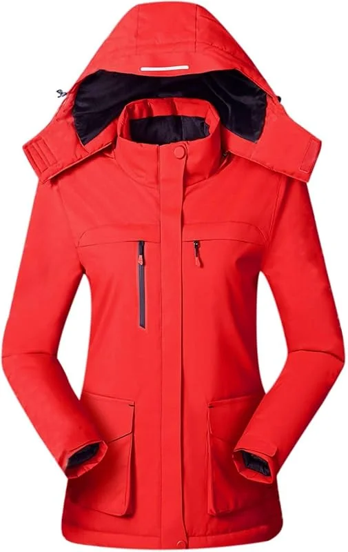 Generisch Beheizbare Jacke Damen Winter Wandern USB Heizjacke Winddicht Outdoorjacke für Frauen Langarm Warm Übergangsjacke Sweatjacke Trekking Funktionsjacke mit Kapuze und Taschen Freizeitjacke — Heizkleidung