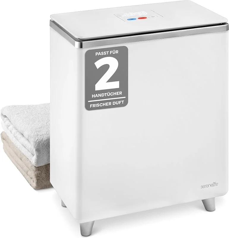 SereneLife Handtuchwärmer Eimer 20L Elektrisch Stehend Silber – Handtuchtrockner mit Timer, ideal für Badetücher und Bademäntel, Spa — Heizung Warmepumpe